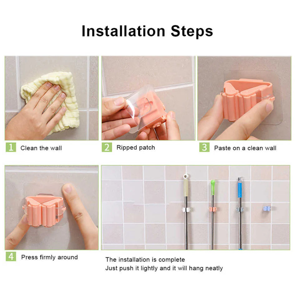Mop and Broom Holder (4 Pcs Pack)