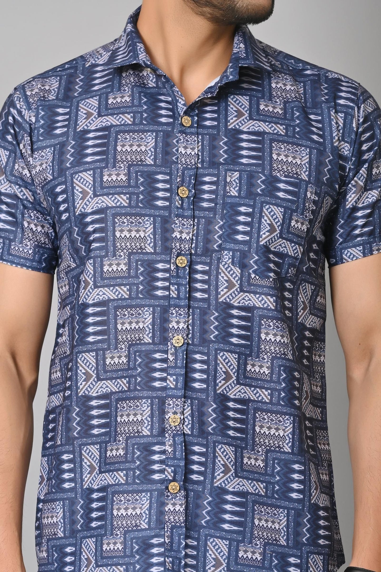 Gasperity Cotton Printed Half Sleeves Mens Casual Shirt