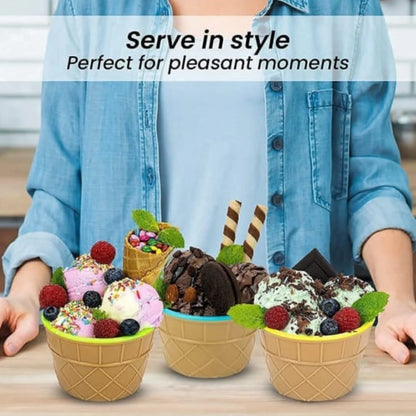 Ice Cream Waffle Bowl Set with Spoon – 2 Units