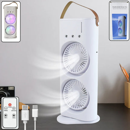 Electric Fan Desktop Double-Head Powerful Air Cooler (1 Pc / With Remote)