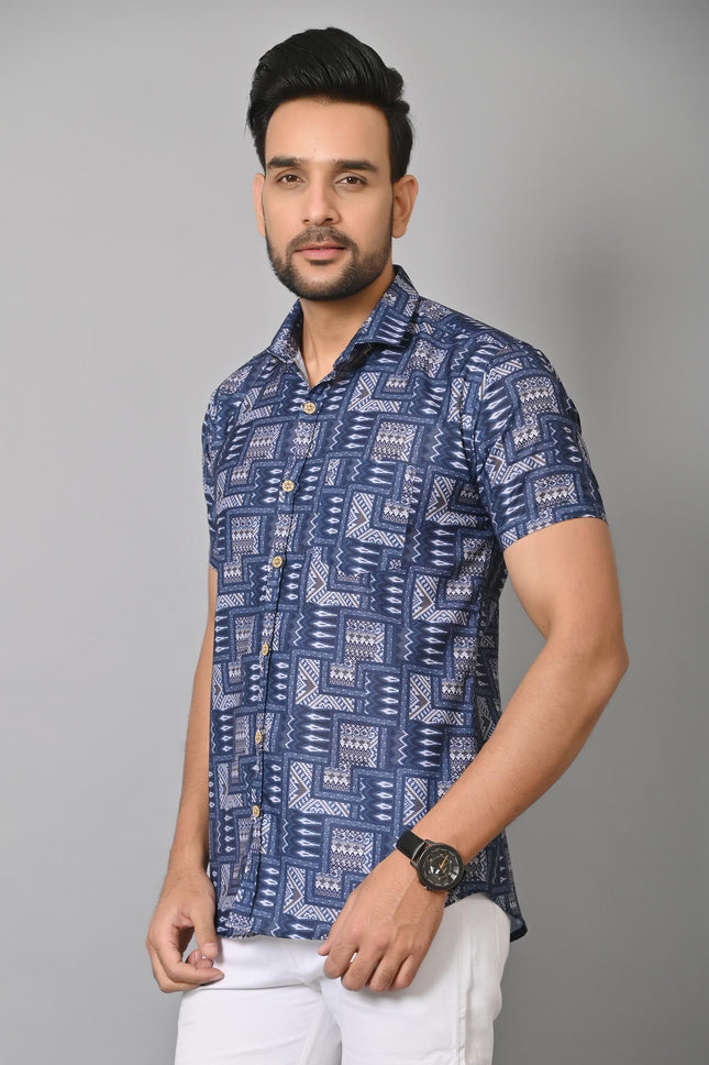 Gasperity Cotton Printed Half Sleeves Mens Casual Shirt