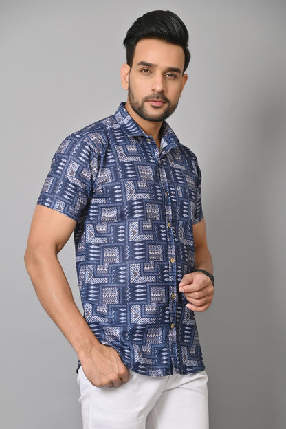 Gasperity Cotton Printed Half Sleeves Mens Casual Shirt